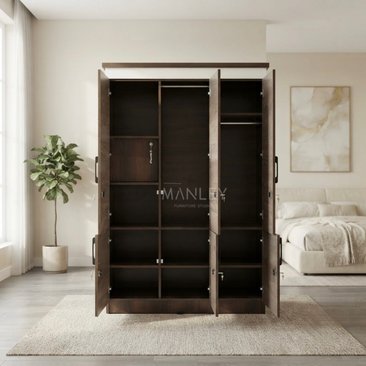 NYLON 3-DOOR WARDROBE | PARTICLE BOARD | GREY COLOUR