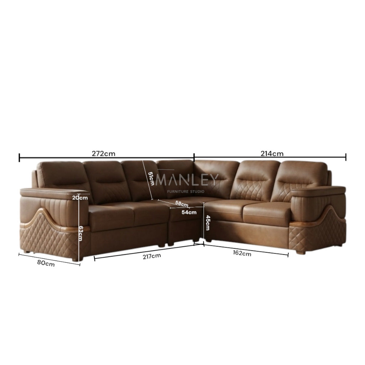 JASPER CORNER SOFA SET | MAHOGANY WOOD & FABRIC UPHOLSTERY | GREY