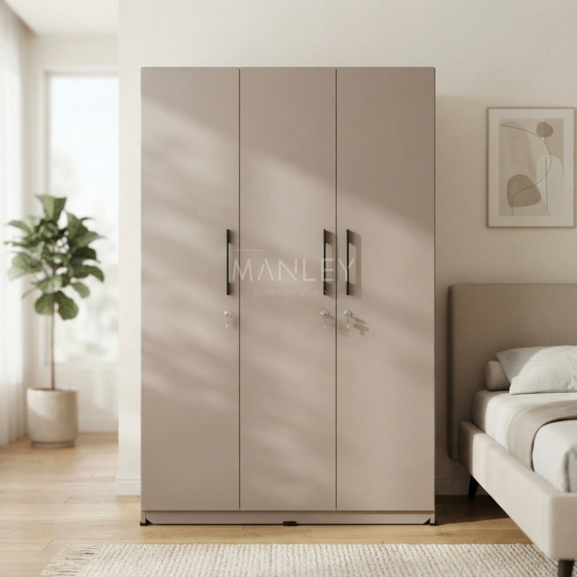 ELITE 3-DOOR WARDROBE | PARTICLE BOARD | BEIGE COLOUR