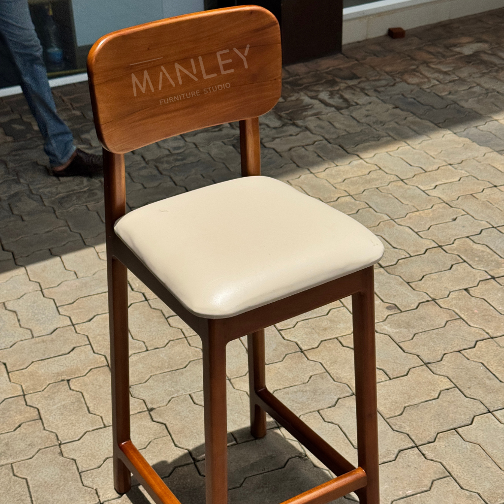 WINDSOR BAR CHAIR | TEAK WOOD & SUEDE FABRIC