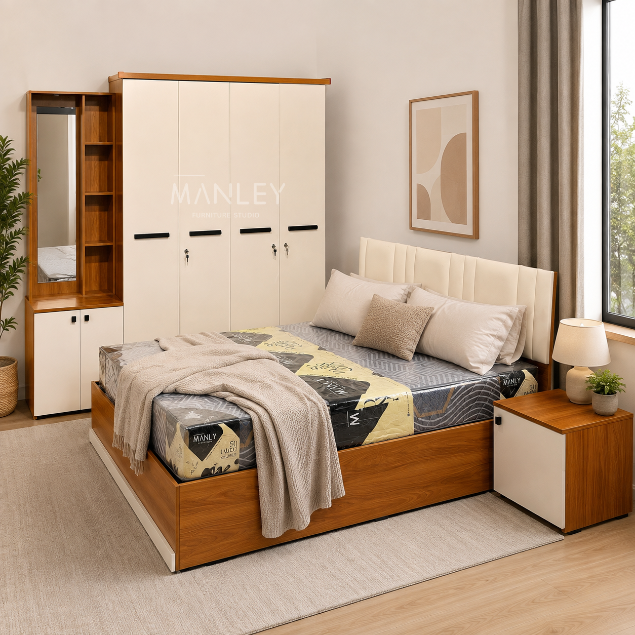 VERTEX 4-DOOR QUEEN SIZE BEDROOM SET | PARTICLE BOARD