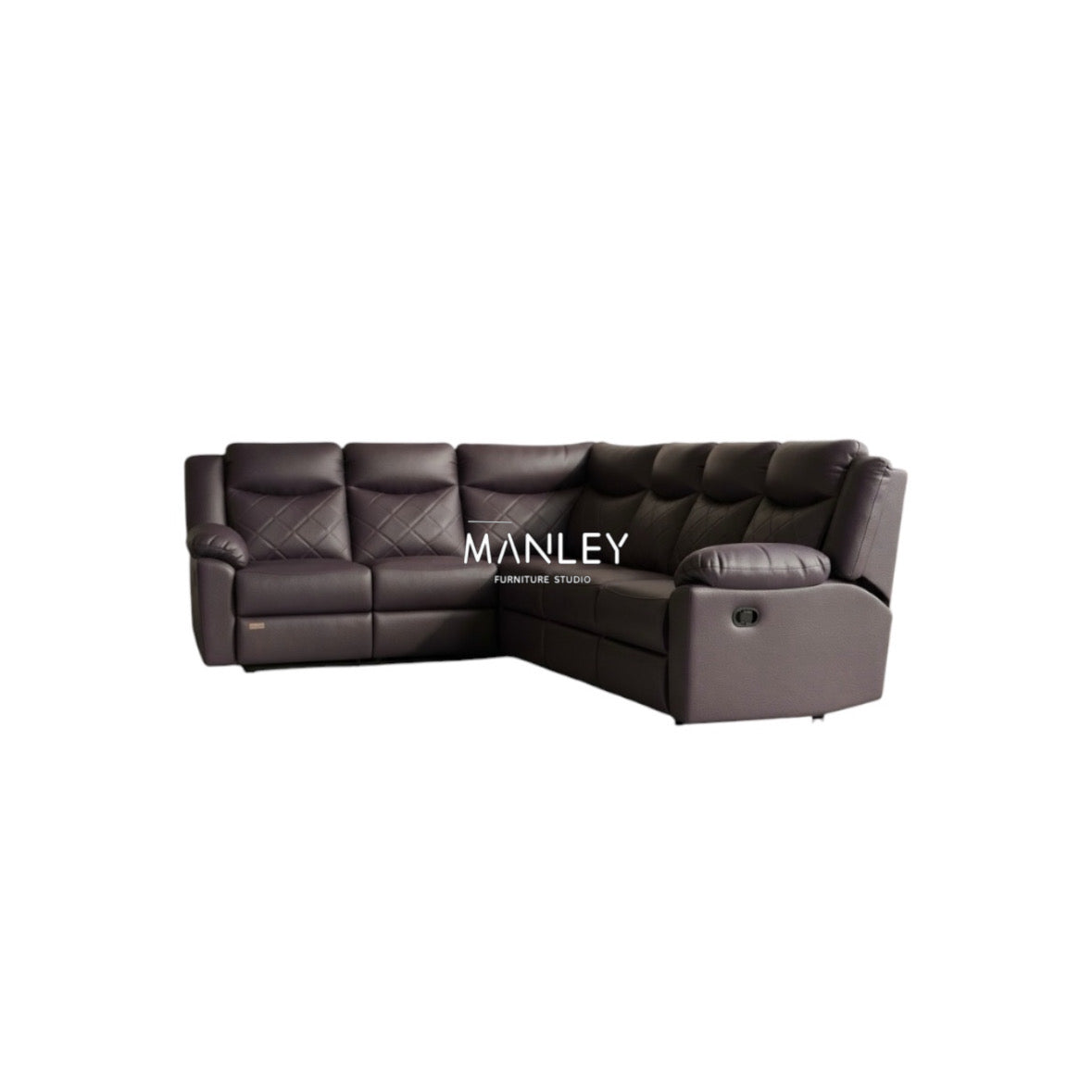 LANER CORNER RECLINER SOFA SET | ART LEATHER UPHOLSTERY | DARK HASH