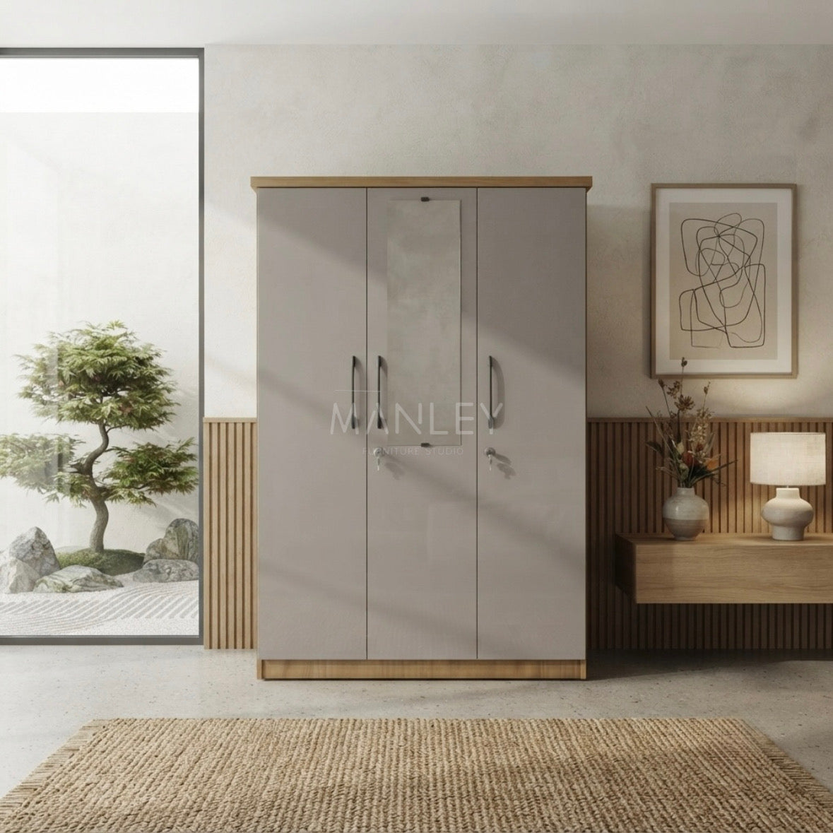 SLEEKER 3-DOOR WARDROBE | PARTICLE BOARD & UV BOARD DOORS | DARK LAVENDER