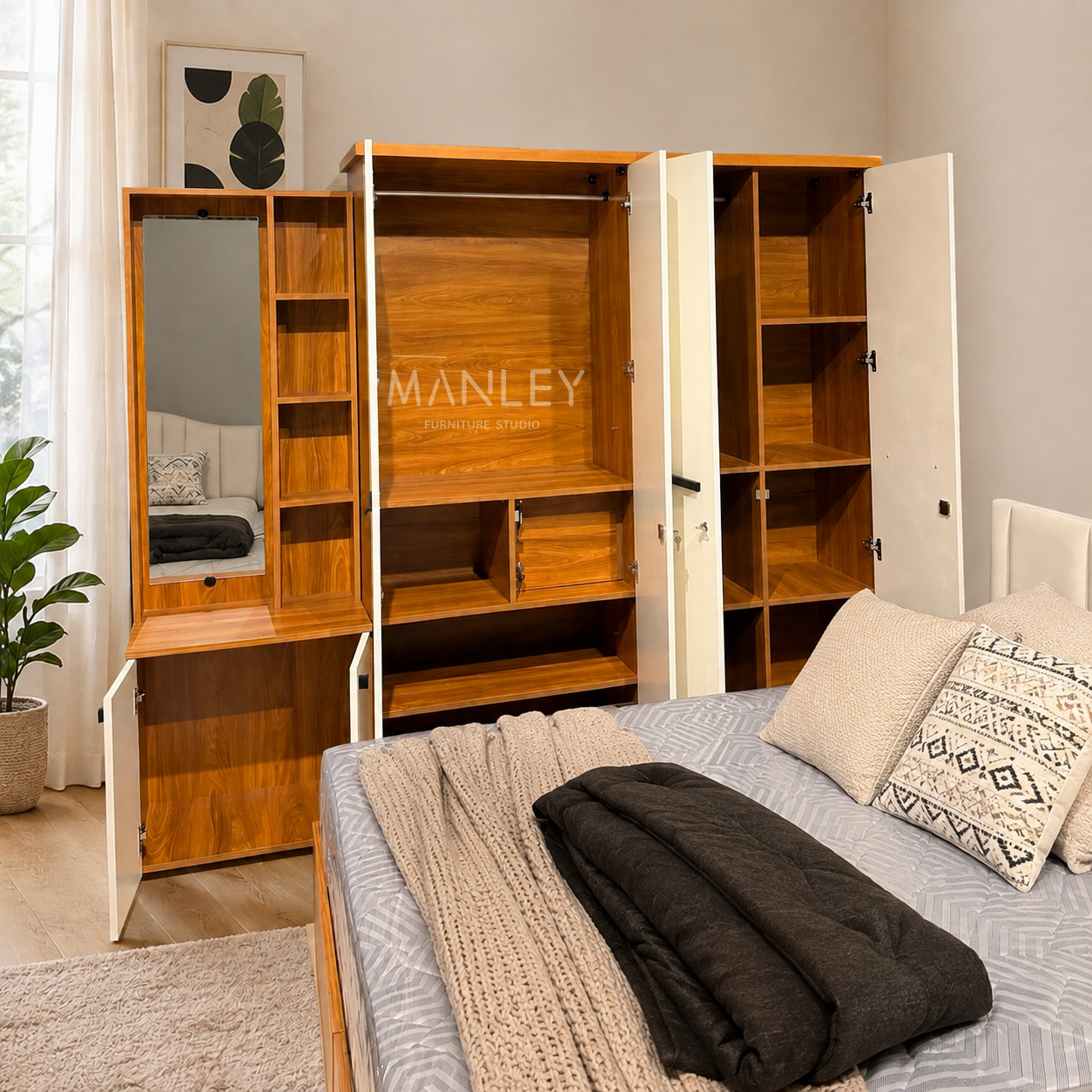 VERTEX 4-DOOR QUEEN SIZE BEDROOM SET | PARTICLE BOARD