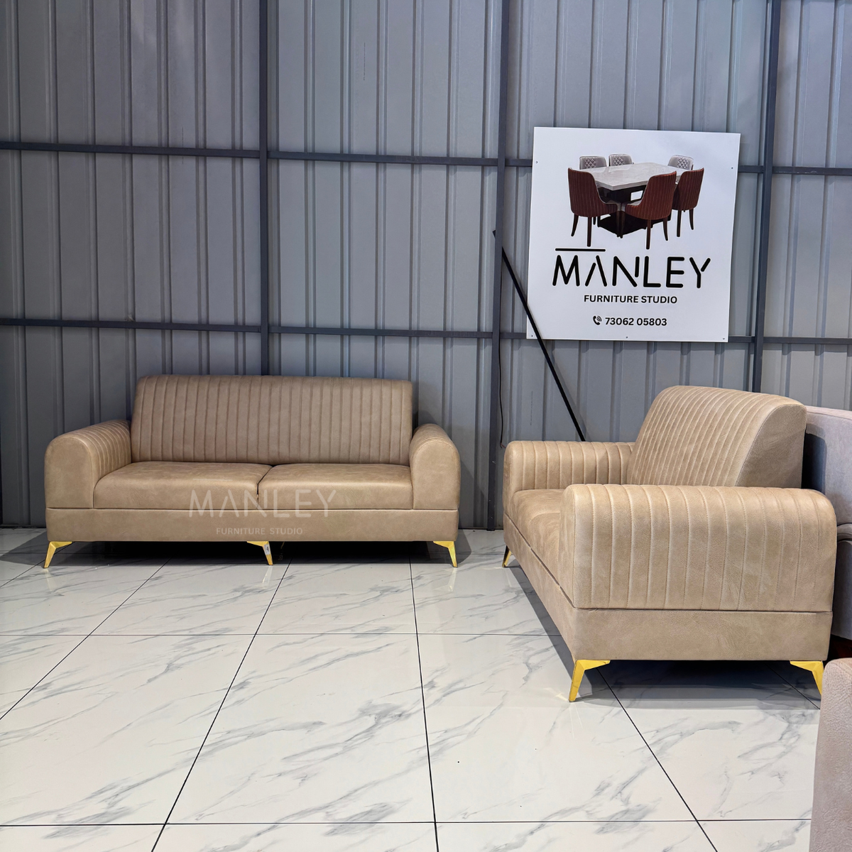 BOXER TWO 3+2 SOFA SET | SUEDE & REXINE MIX FABRIC