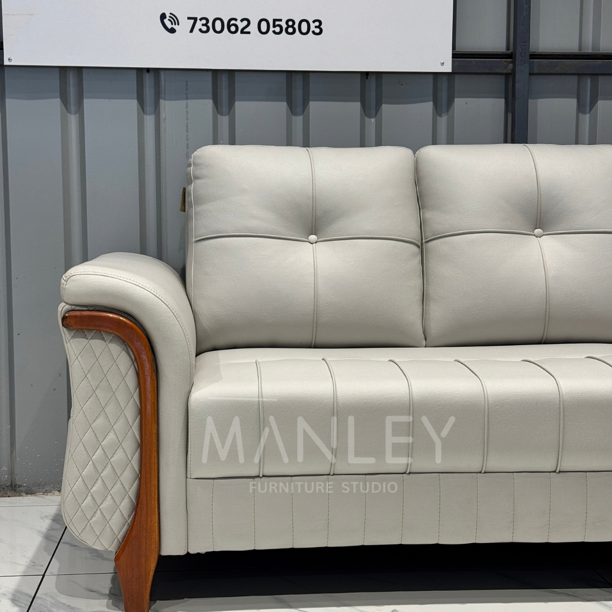 OXFORD CORNER SOFA SET | TREATED MAHOGANY WOOD & SUEDE FABRIC