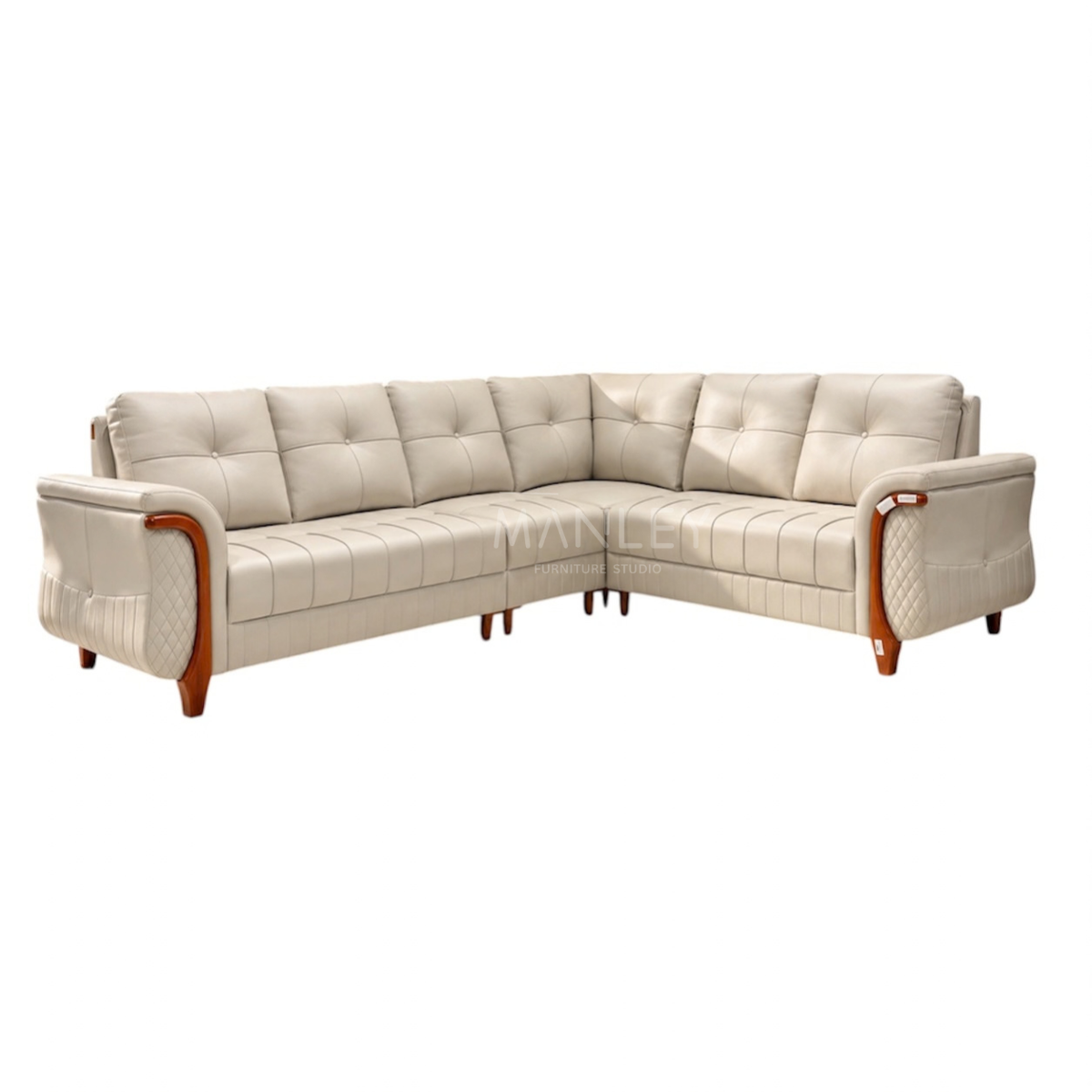 OXFORD CORNER SOFA SET | TREATED MAHOGANY WOOD & SUEDE FABRIC