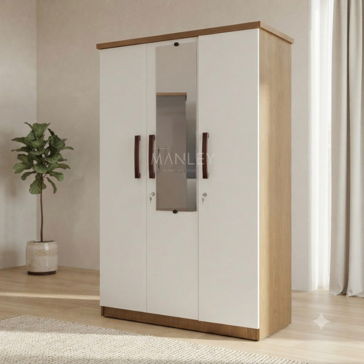 EDGE 3-DOOR WARDROBE | PARTICLE BOARD | WHITE COLOUR