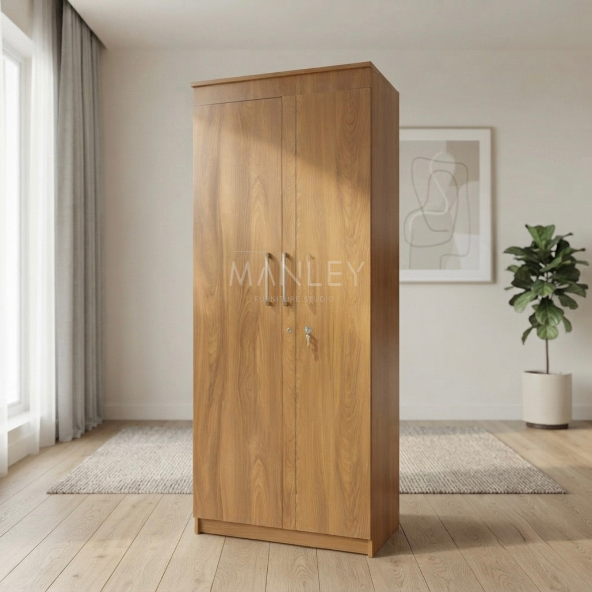 TIMPERA 2-DOOR WARDROBE | PARTICLE BOARD | BROWN COLOUR