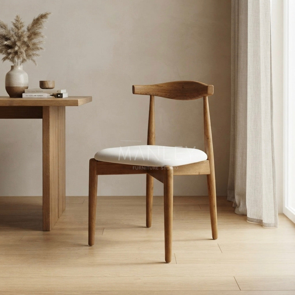 NEXUS PREMIUM CHAIR | TEAK WOOD & SUEDE FABRIC
