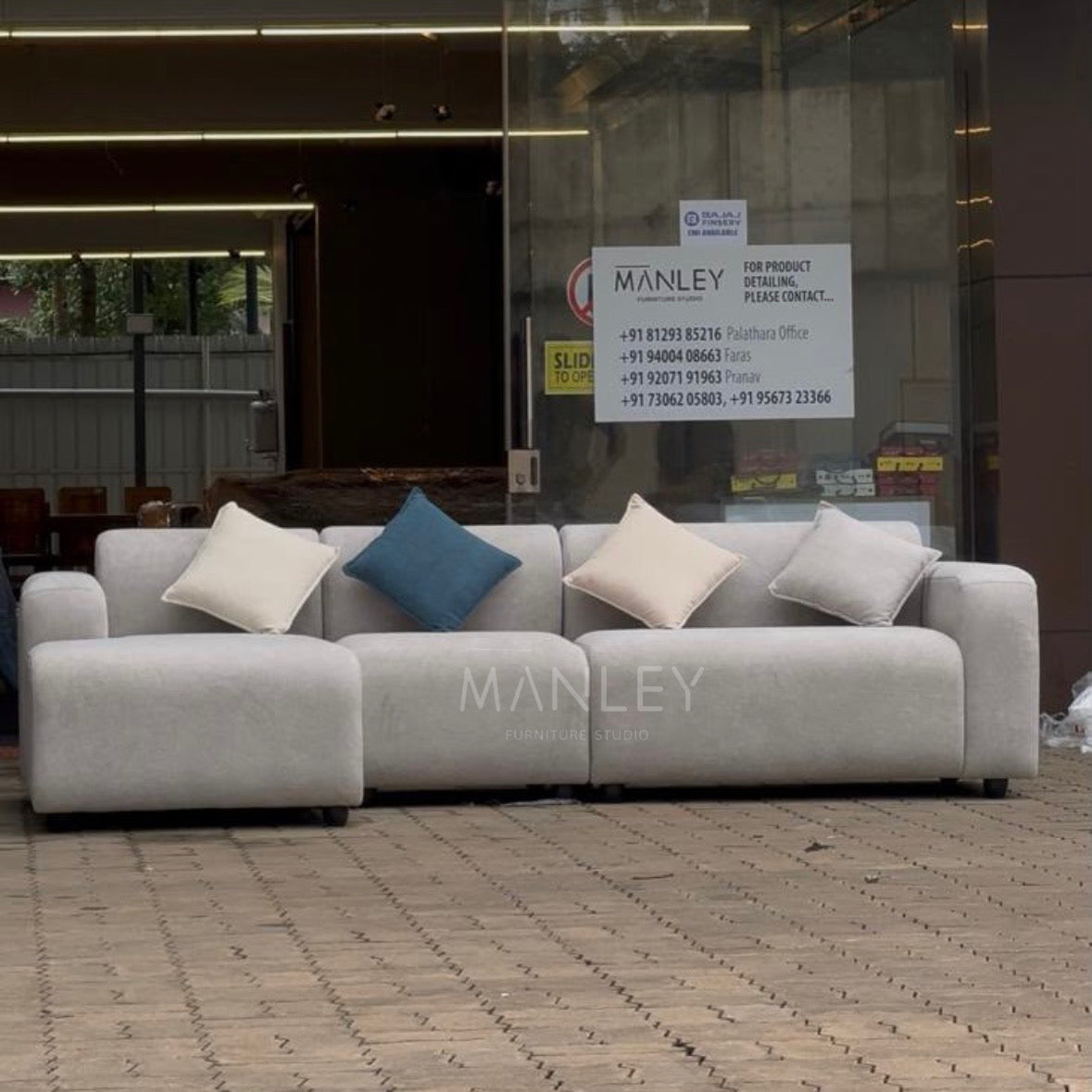 QUILON CORNER SOFA SET | SUEDE FABRIC UPHOLSTERY | OFF WHITE