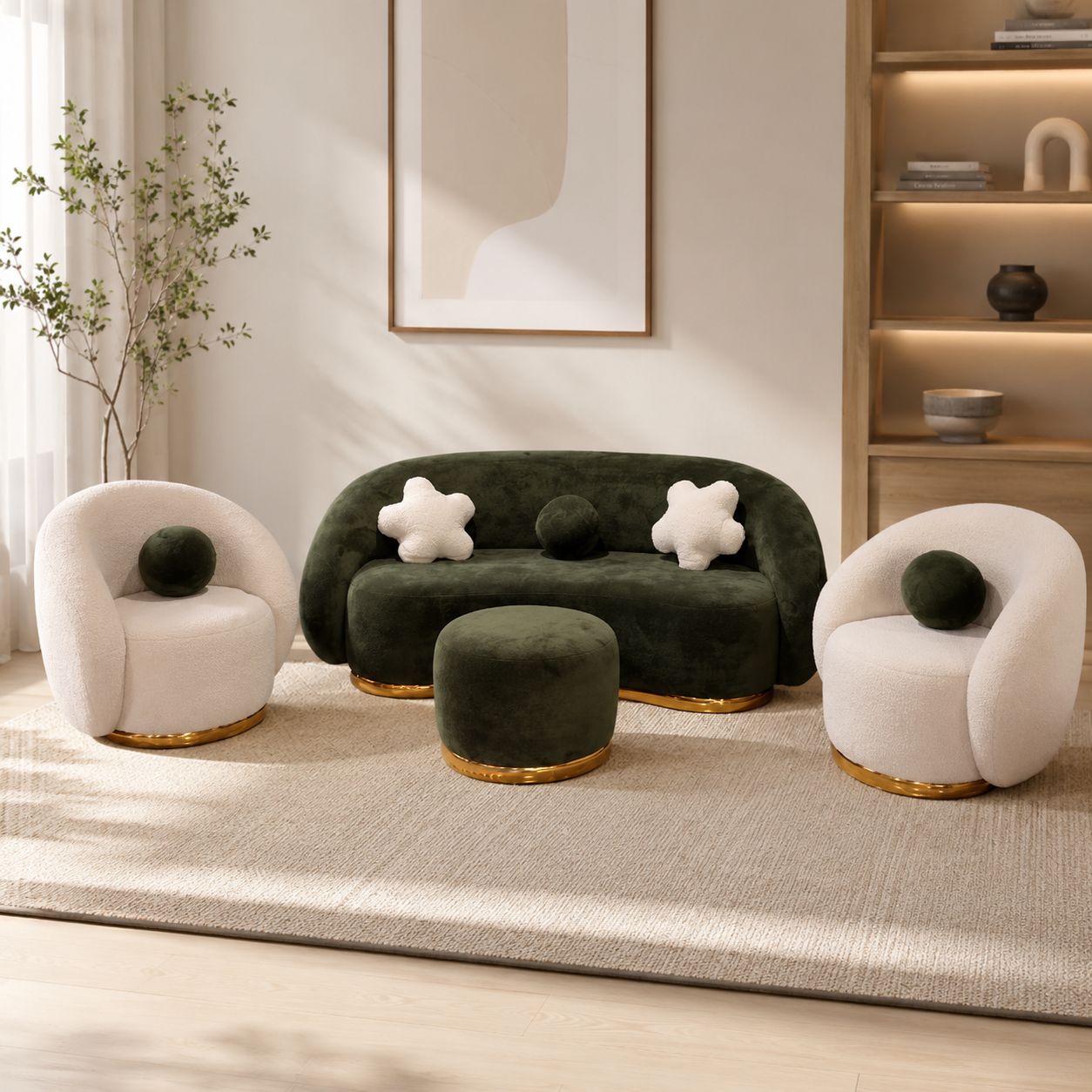 3+1+1 curved sofa + teapoy free