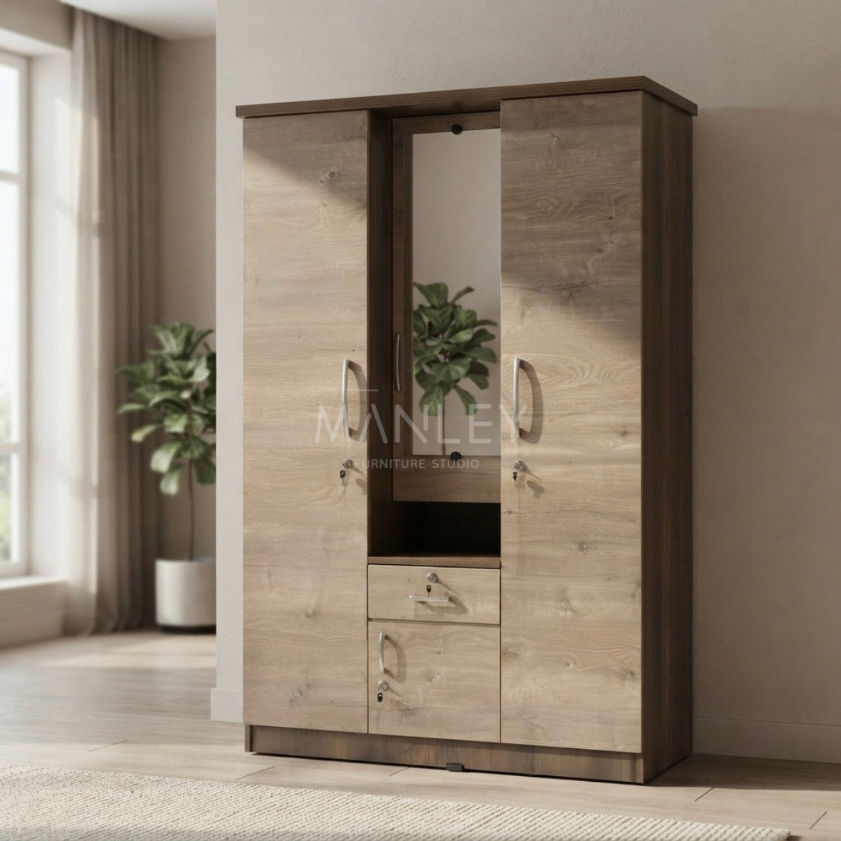 EMBER 3-DOOR WARDROBE | PARTICLE BOARD | HASH COLOUR