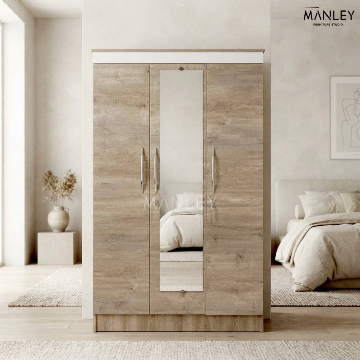 APEX 3-DOOR WARDROBE | PARTICLE BOARD | HASH COLOUR