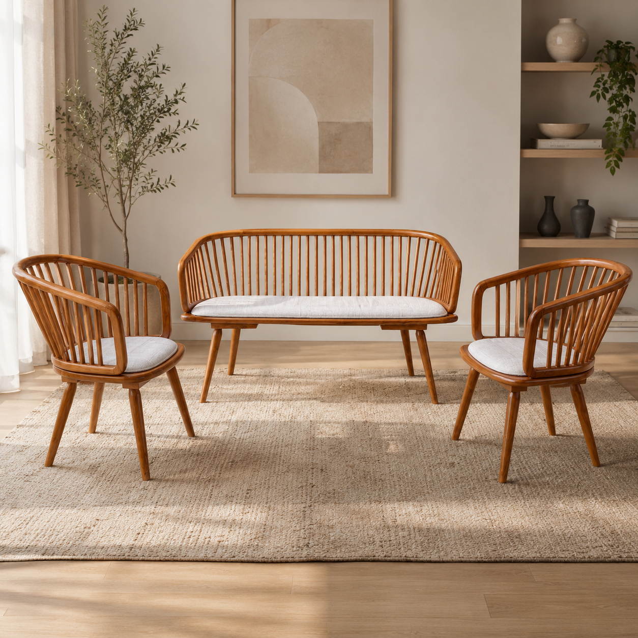 Creta Sofa Set – Solid Teak Wood with 5-Year Warranty