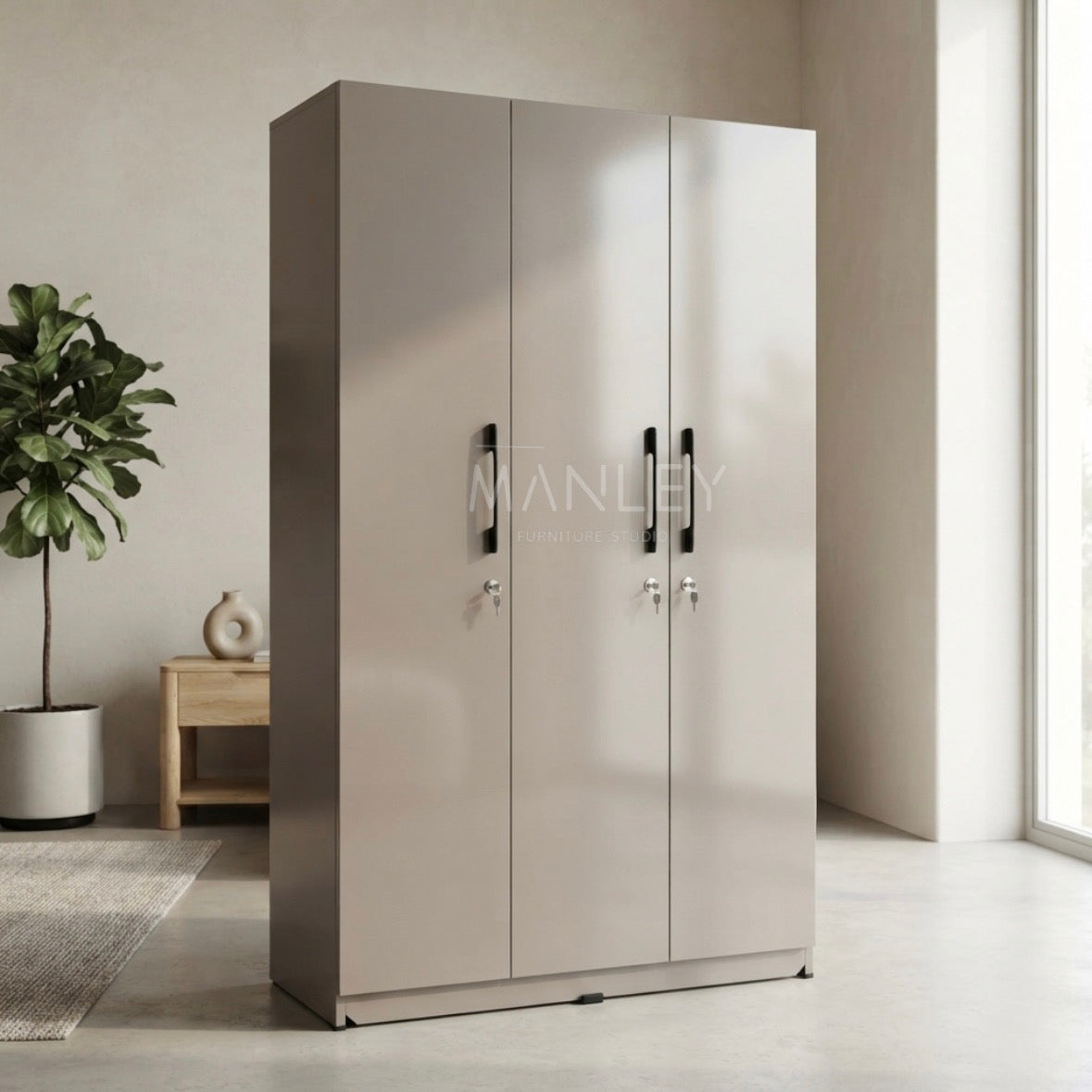 ELITE 3-DOOR WARDROBE | PARTICLE BOARD | BEIGE COLOUR
