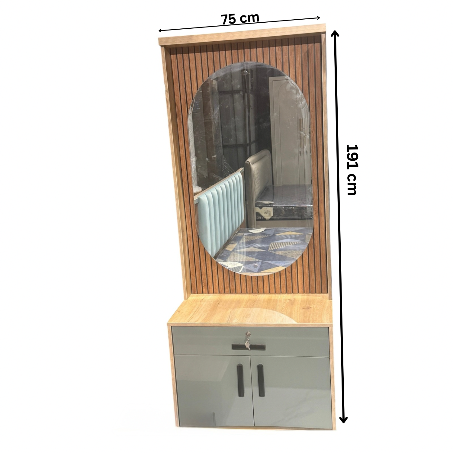 SLEECON 4 GLASS DOOR BEDROOMSET | Green | Particle Board & UV Board Doors