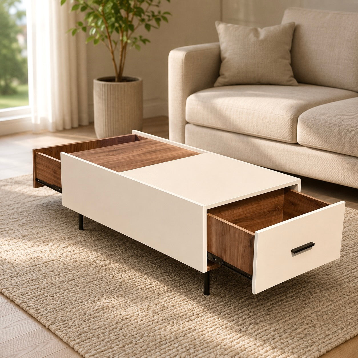 Tv Units – Solid Wood Off White And Dark Cream