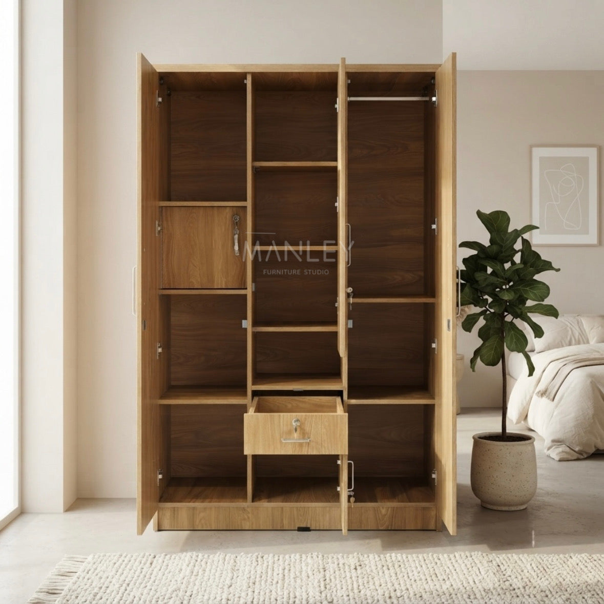 NOVA 2-DOOR WARDROBE | PARTICLE BOARD | BROWN COLOUR