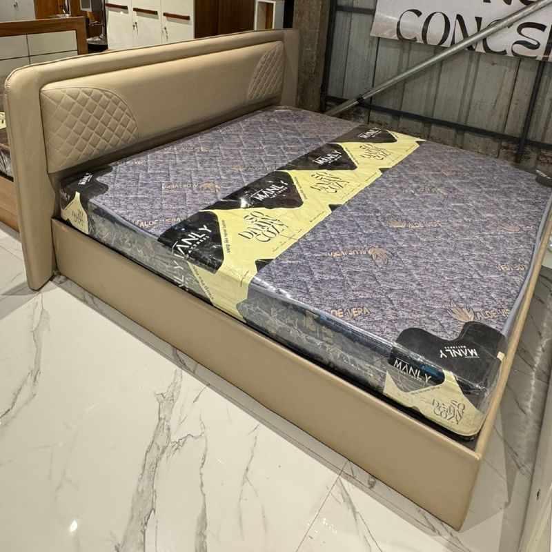 Coxley King Bed Cot – Art Leather Upholstered