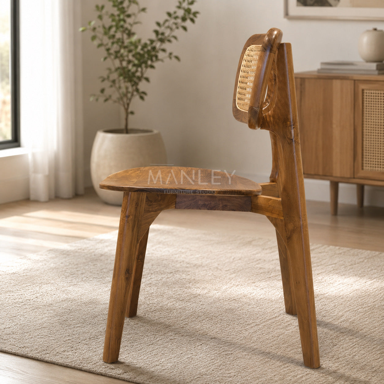 SQUARE CANE CHAIR | TEAK WOOD & NATURAL CANE