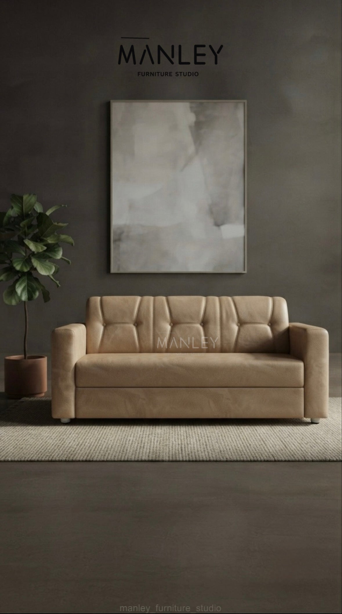 BLISS SINGLE SOFA | ACACIA WOOD & SUEDE FABRIC UPHOLSTERY | BEIGE