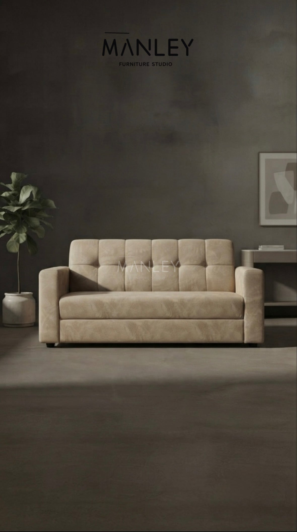 ASPER SINGLE SOFA | ACACIA WOOD & SUEDE FABRIC UPHOLSTERY