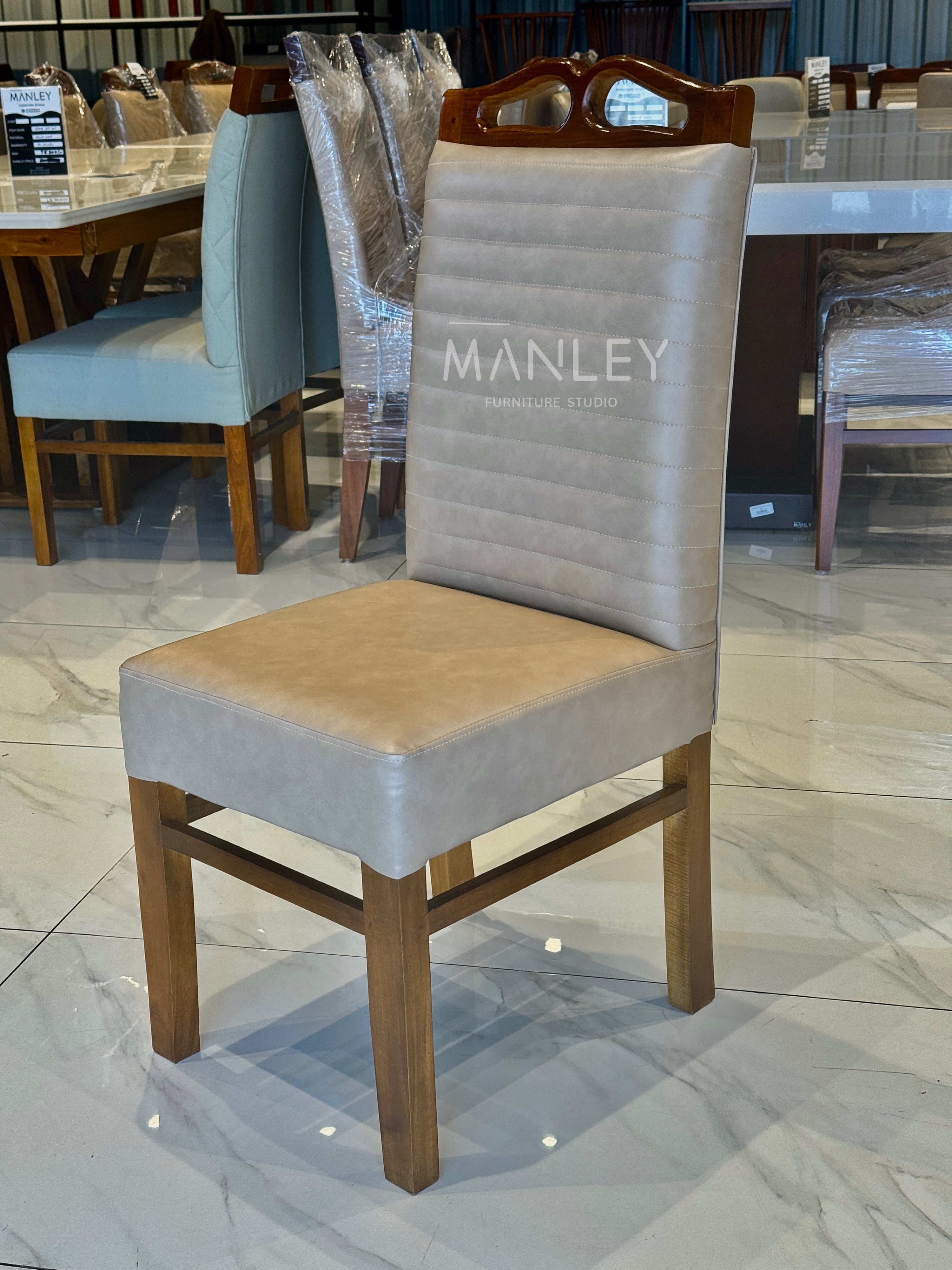 QUILON DINING CHAIR | ACACIA WOOD & REXIN UPHOLSTERY | BEIGE