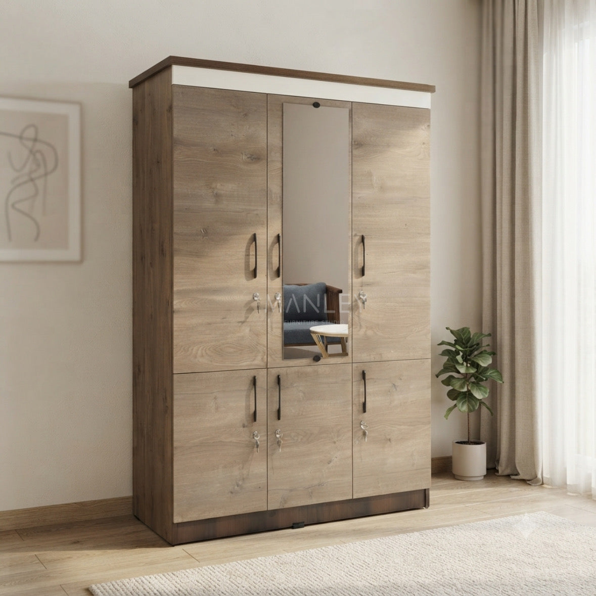 NYLON 3-DOOR WARDROBE | PARTICLE BOARD | GREY COLOUR