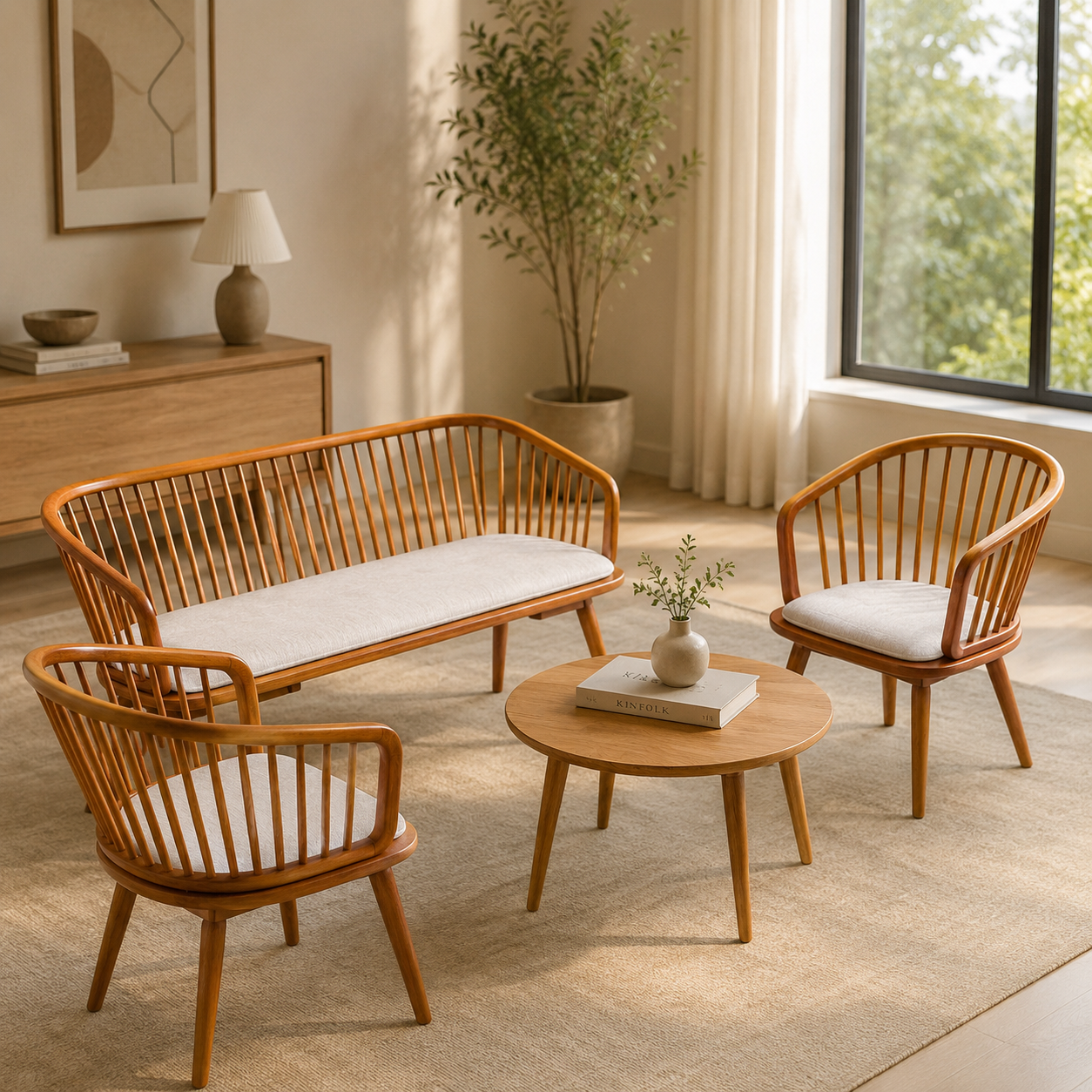 Creta Sofa Set – Solid Teak Wood with 5-Year Warranty
