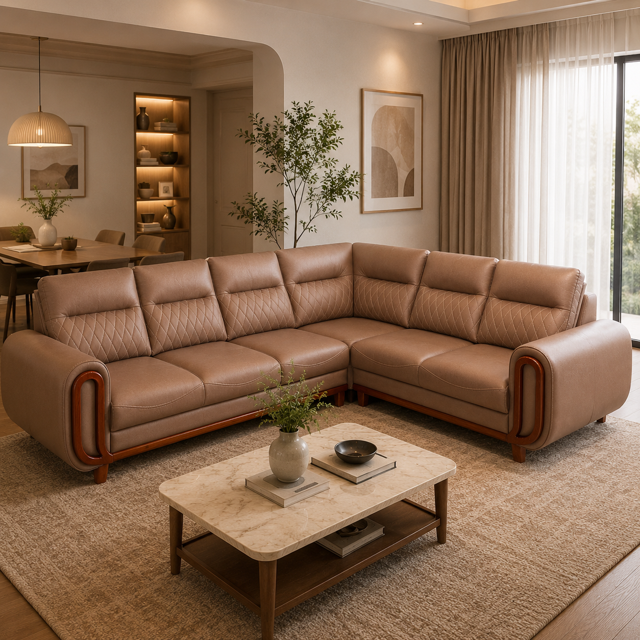 Berlin 3+2 Corner Sofa – Fabric Brown