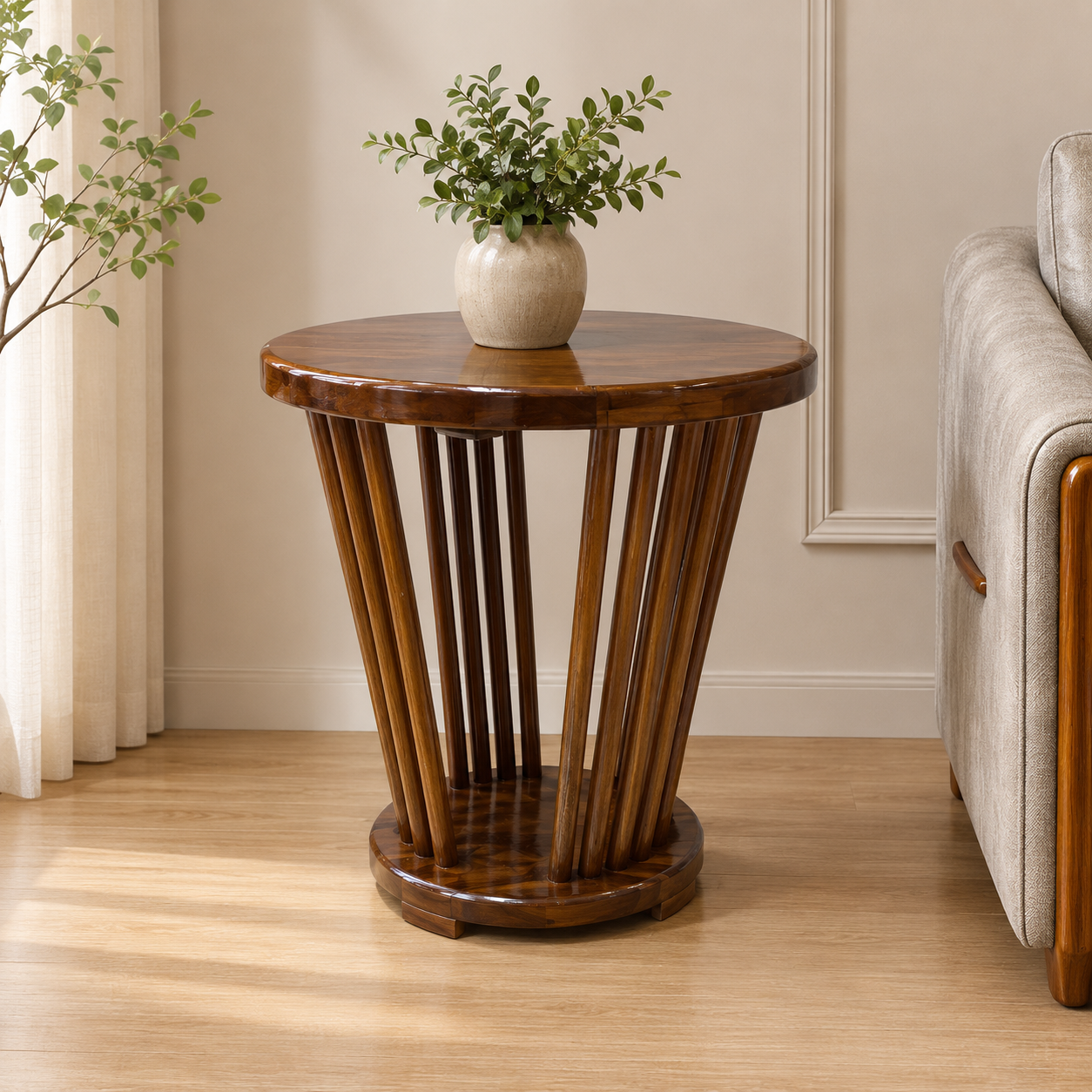 Friji Round Coffee Table – Solid Treated Mahogany Wood