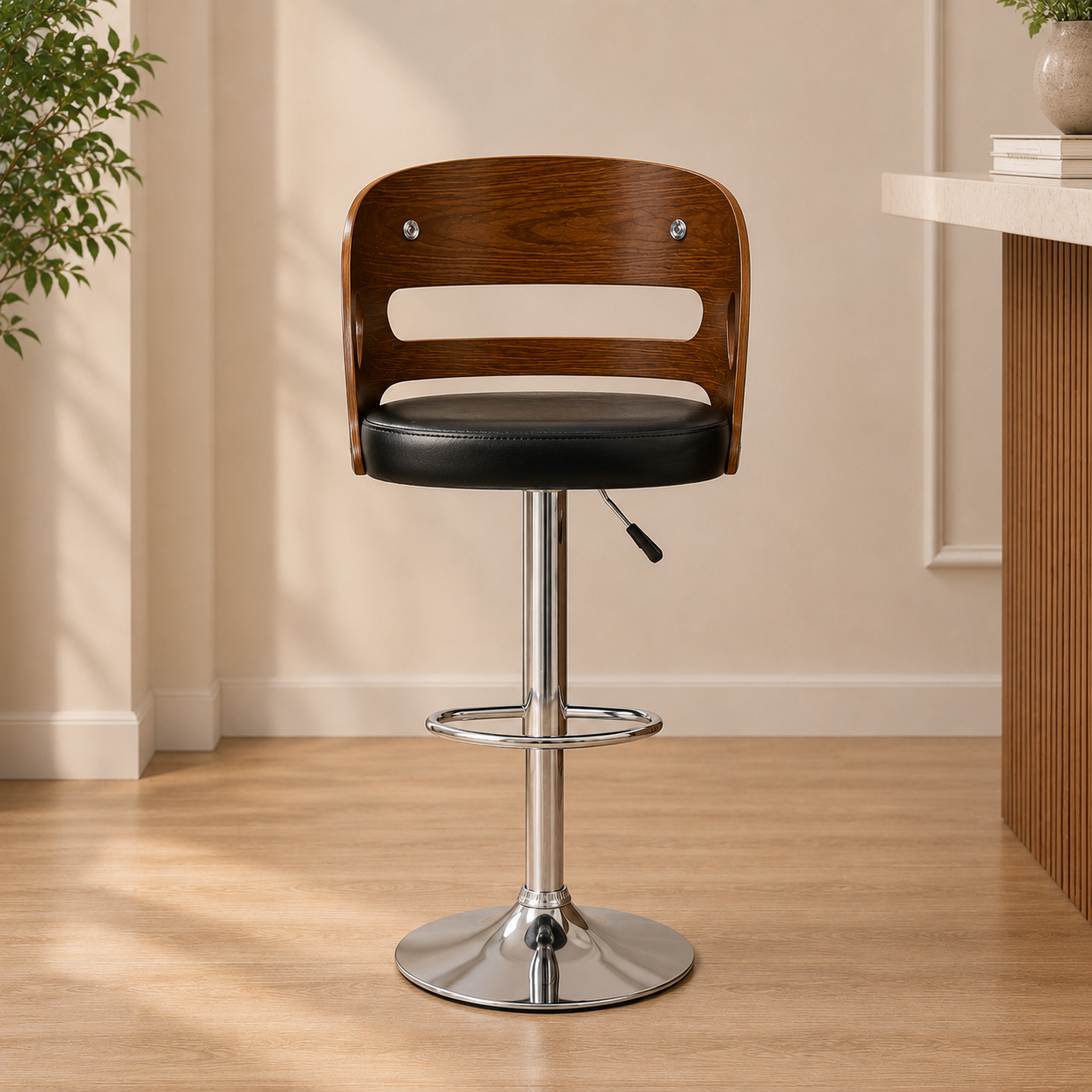 Lion Wooden Barstool – Premium Solid Wood Bar Seating