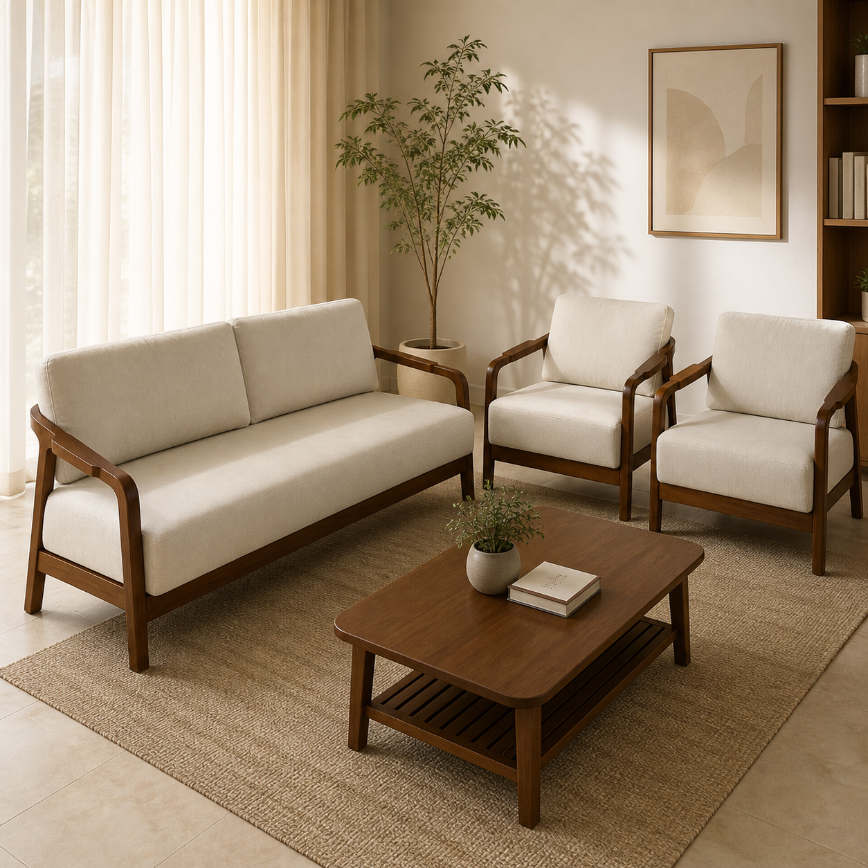 Aero 3+1+1 Sofa – Fabric White