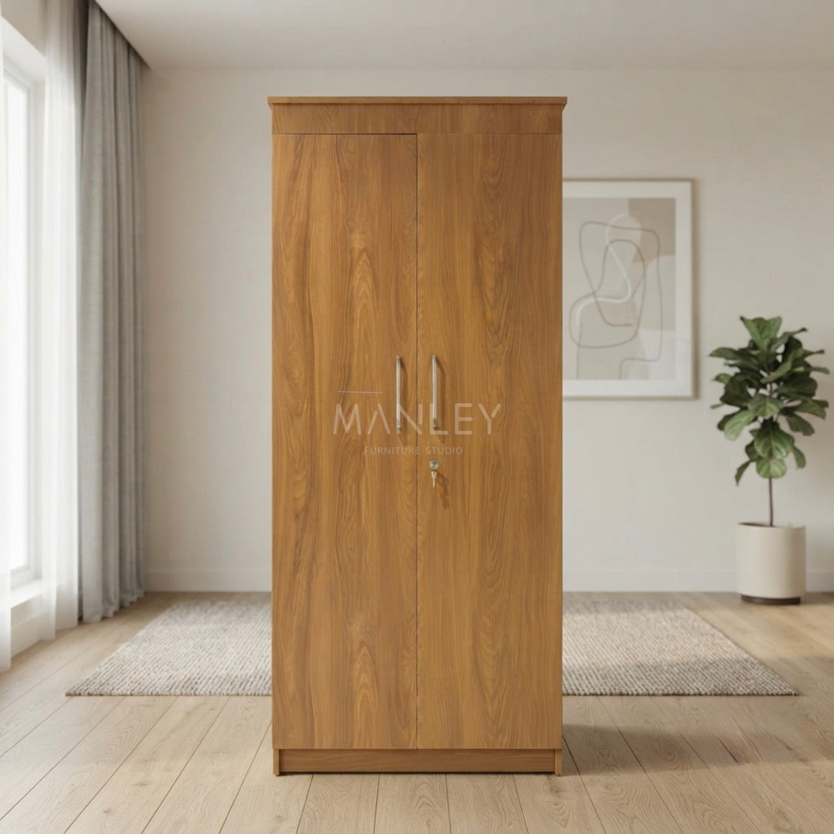 TIMPERA 2-DOOR WARDROBE | PARTICLE BOARD | BROWN COLOUR