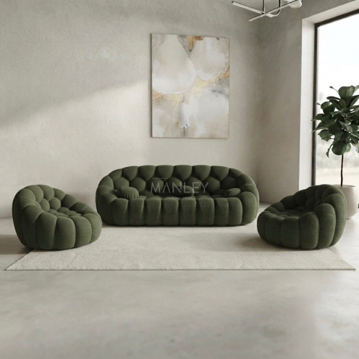 STENLLA 3+1+1 SOFA SET | PREMIUM FABRIC UPHOLSTERY | GREEN