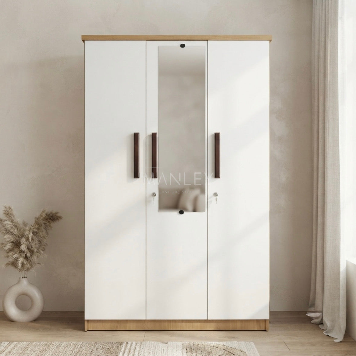 EDGE 3-DOOR WARDROBE | PARTICLE BOARD | WHITE COLOUR