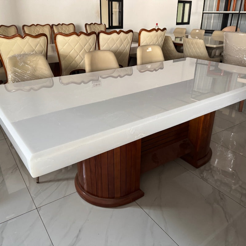 Manley Listy Mahogany & Onyx Dining Set | Table + 8 Chairs