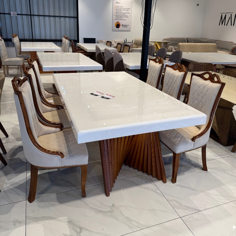 Spaniel Dining Set – Treated Mahogany Wood | Onyx & Ceramic Top Options