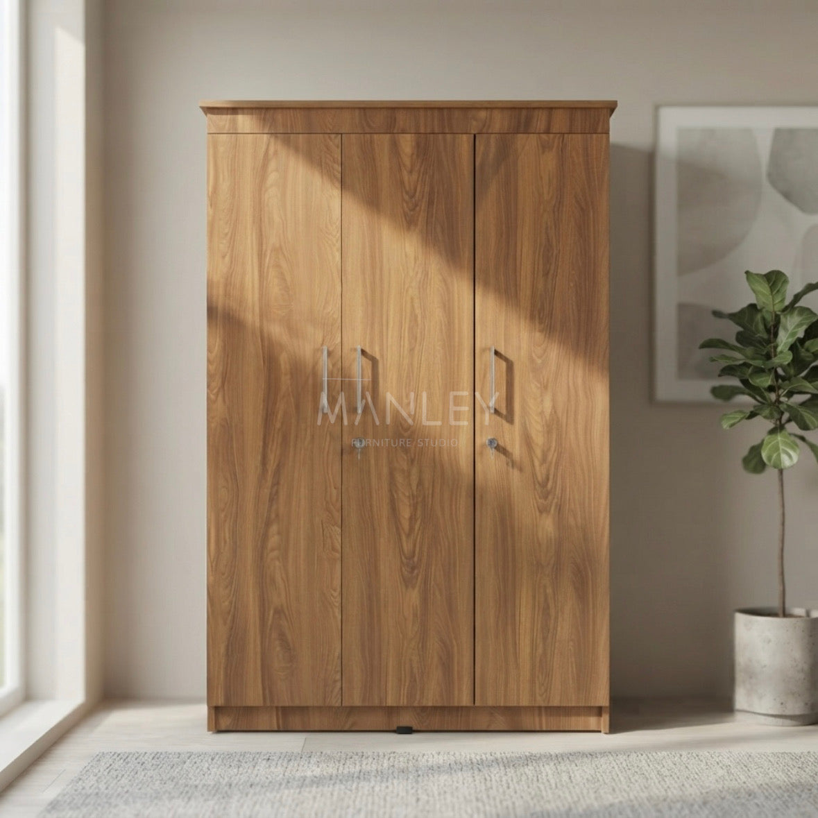 NEXA 3-DOOR WARDROBE | PARTICLE BOARD | BROWN COLOUR