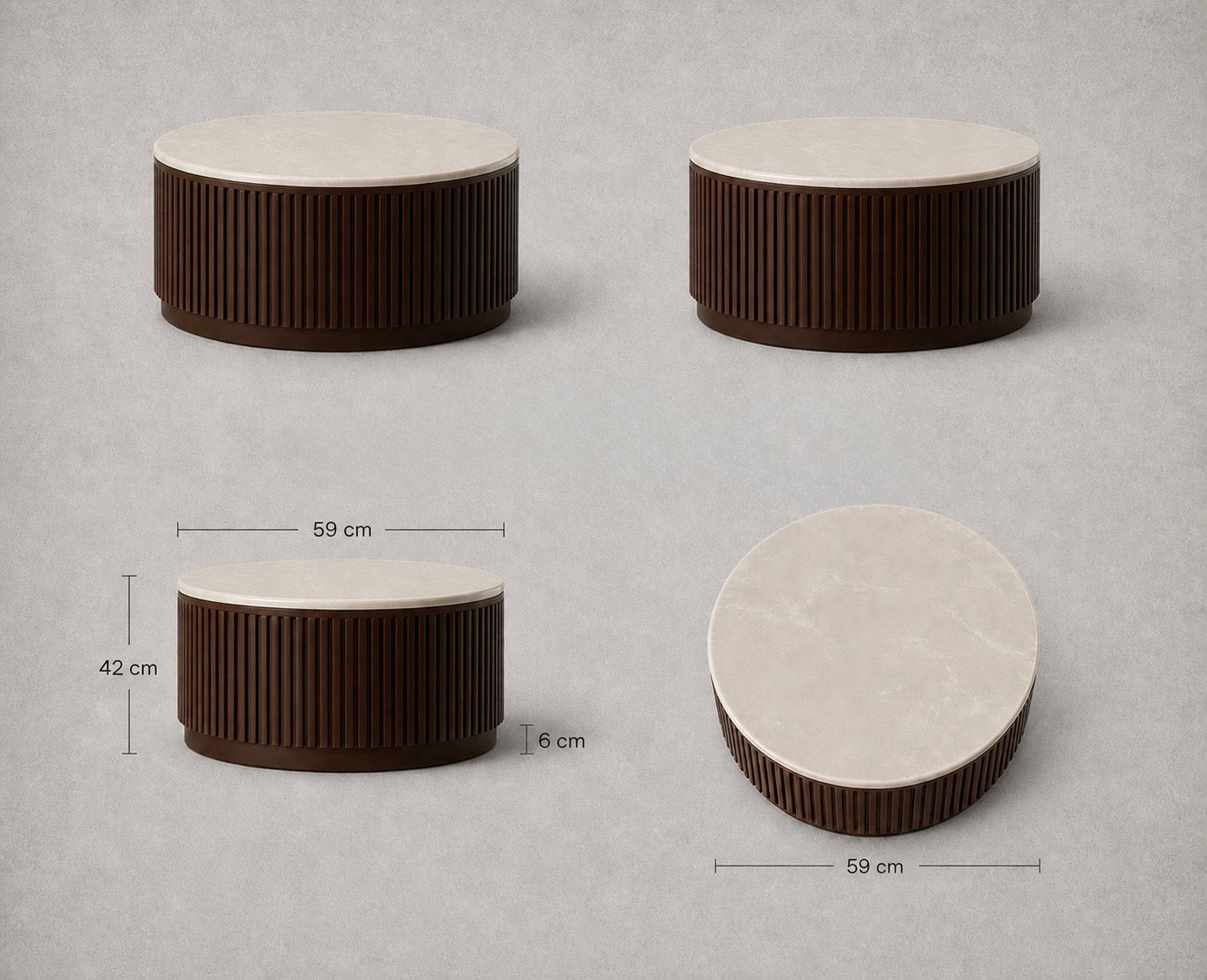 ROUNDPOT COFFEE TABLE | ACACIA WOOD & CERAMIC TOP