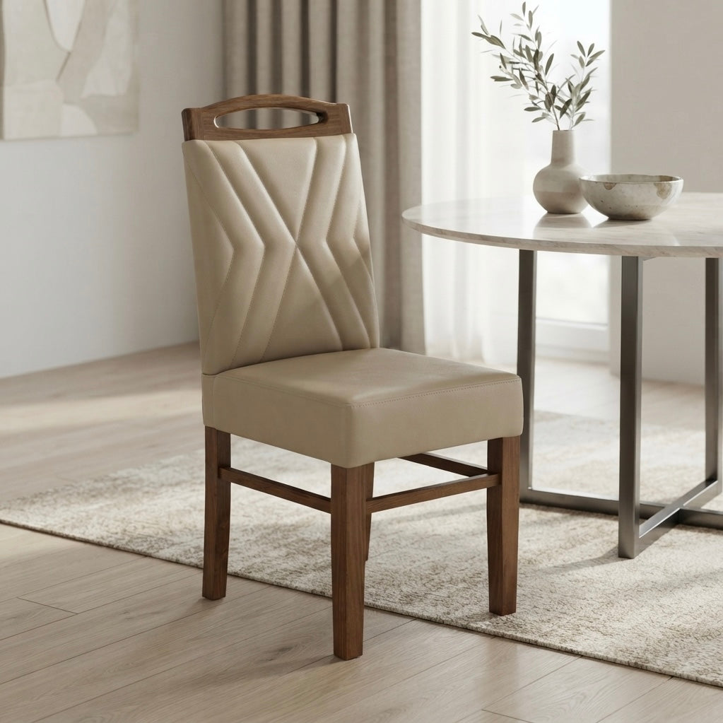 NINORAH  CHAIR | ACACIA WOOD & REXIN UPHOLSTERY | BEIGE