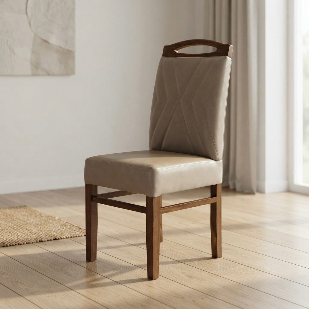 NINORAH  CHAIR | ACACIA WOOD & REXIN UPHOLSTERY | BEIGE
