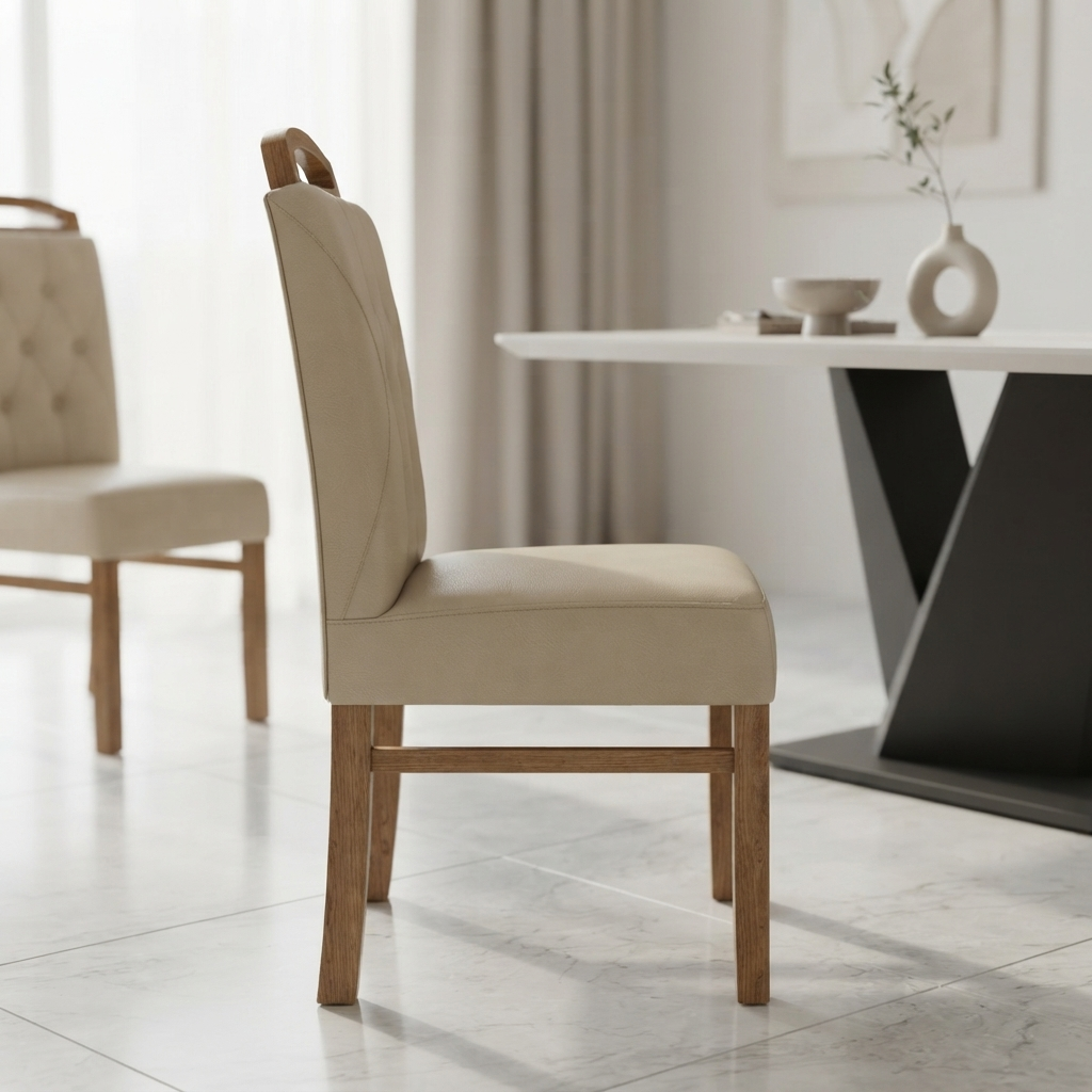 NINORAH  CHAIR | ACACIA WOOD & REXIN UPHOLSTERY | BEIGE