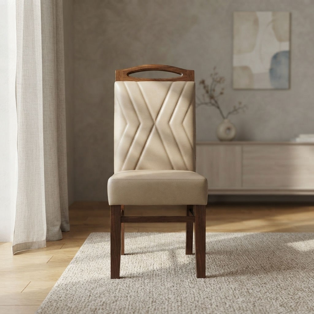 NINORAH  CHAIR | ACACIA WOOD & REXIN UPHOLSTERY | BEIGE