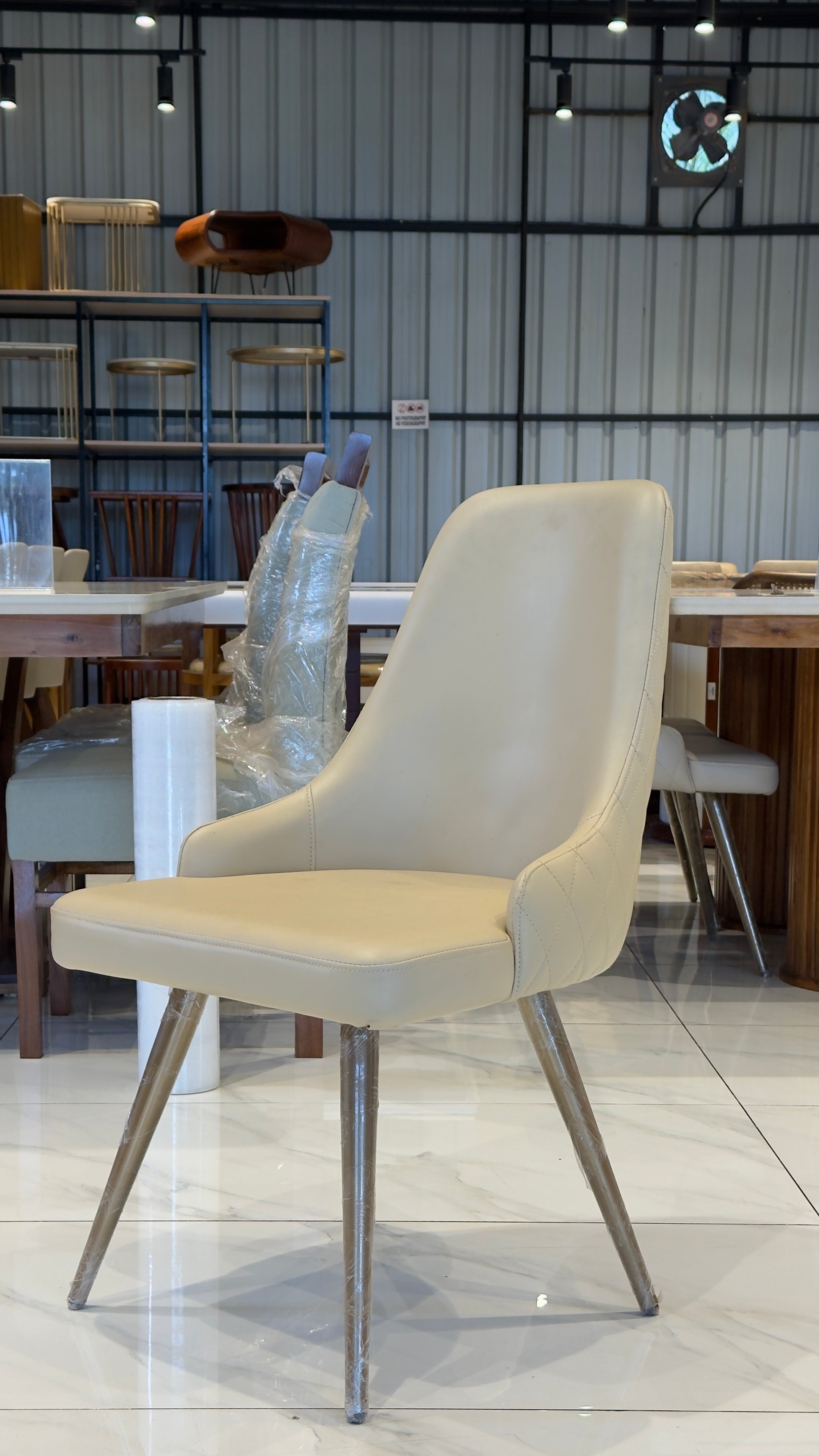 MION DINING CHAIR | METAL LEGS & REXIN UPHOLSTERY