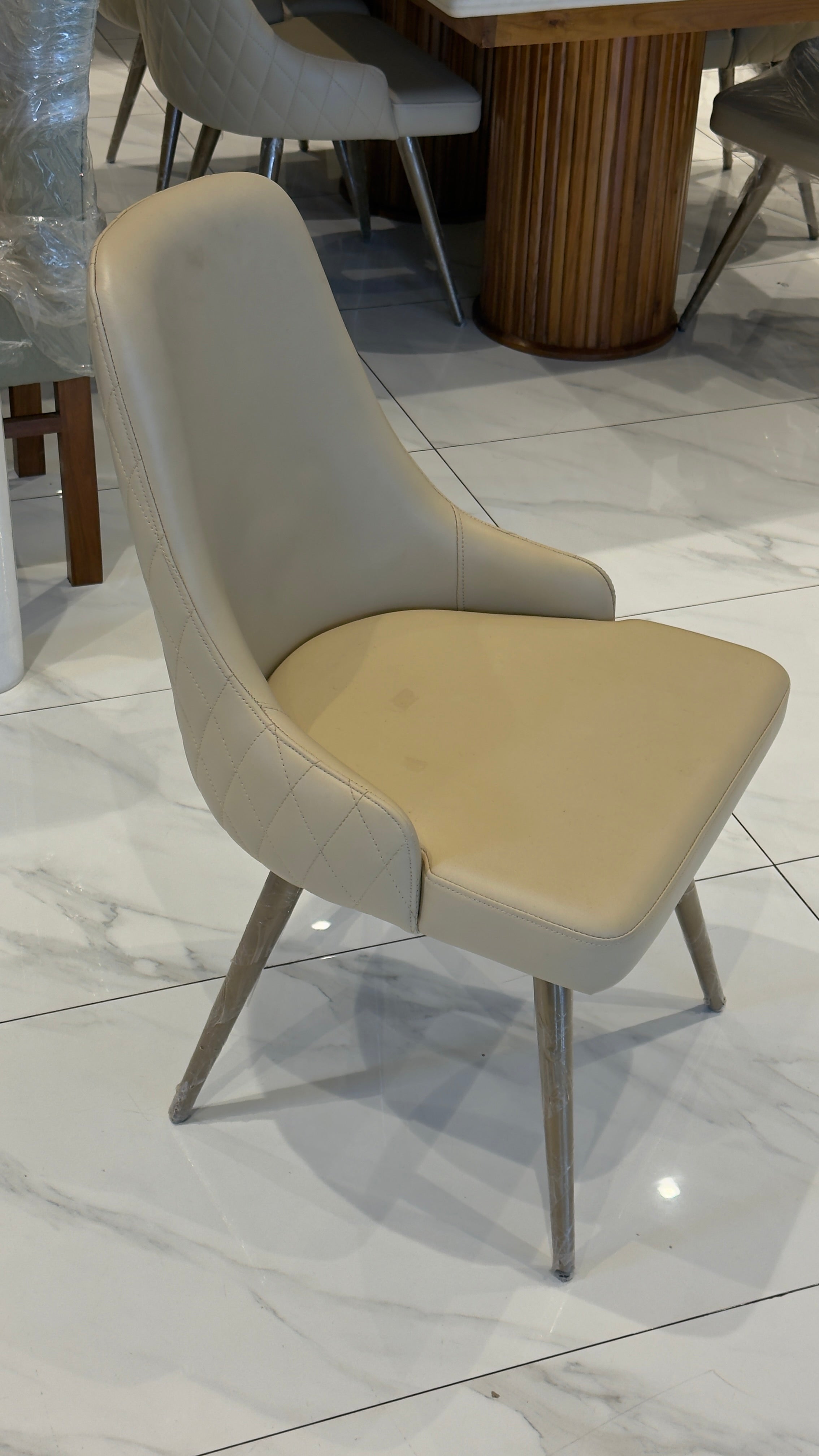MION DINING CHAIR | METAL LEGS & REXIN UPHOLSTERY