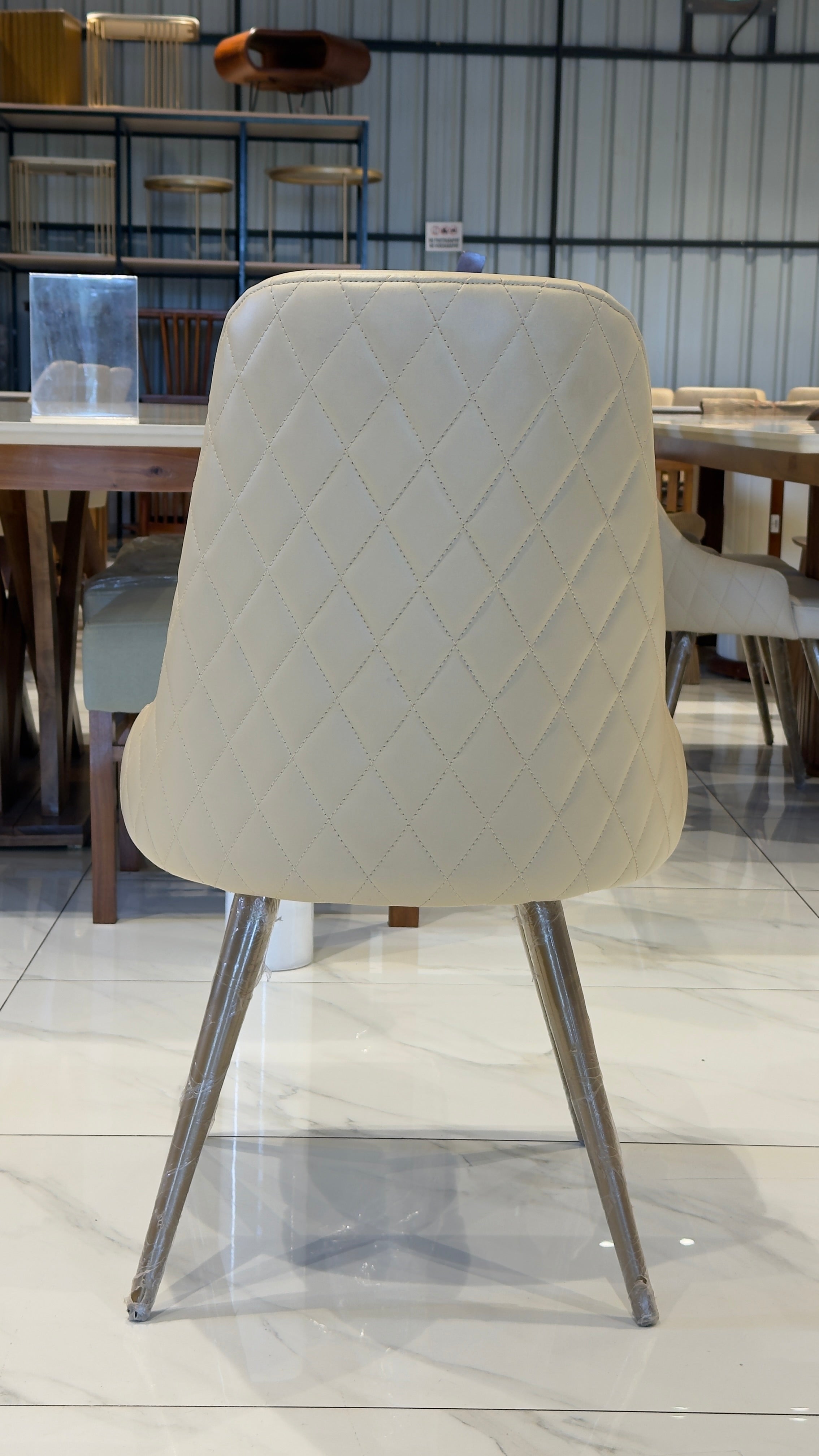 MION DINING CHAIR | METAL LEGS & REXIN UPHOLSTERY
