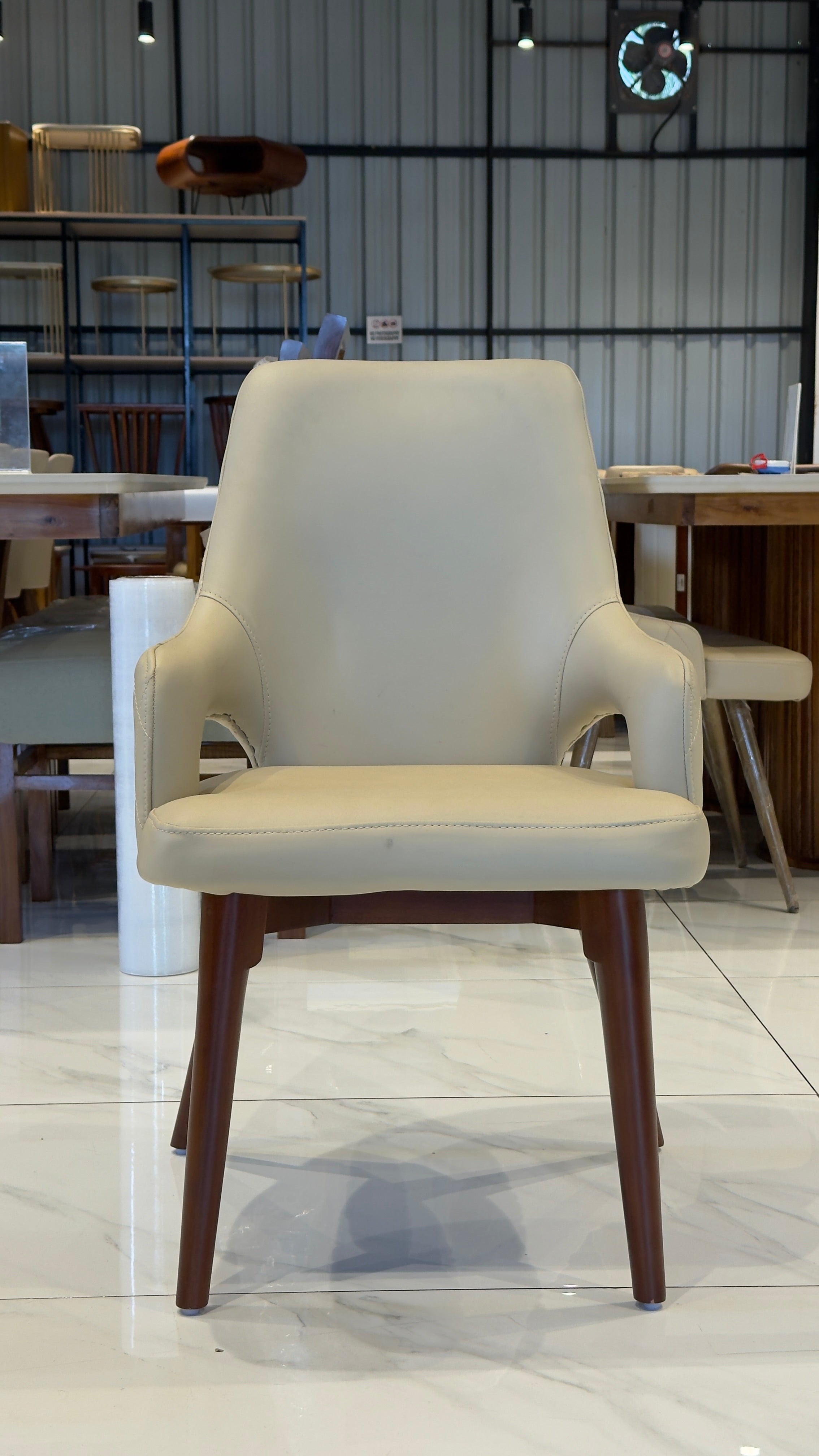 ECHO DINING CHAIR | MAHOGANY WOOD & REXIN UPHOLSTERY
