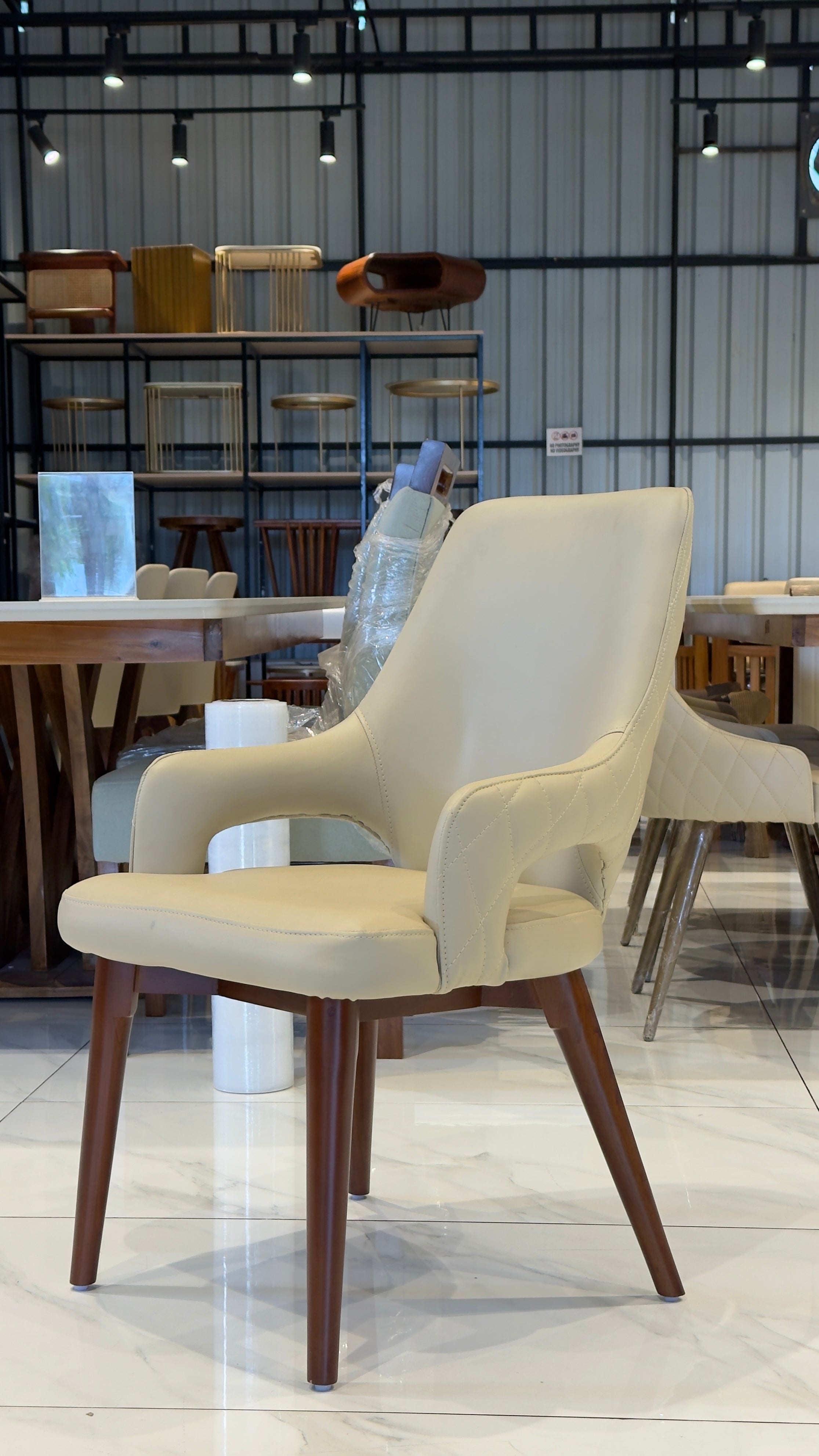 ECHO DINING CHAIR | MAHOGANY WOOD & REXIN UPHOLSTERY